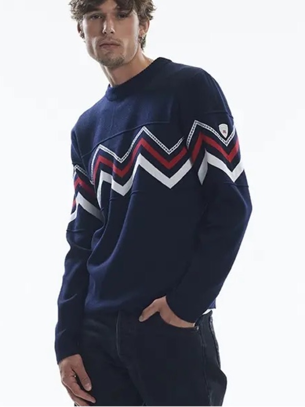 Dale of Norway Mount Shimer Sweater Navy Red Merino Wool Ski Nordic Size Small